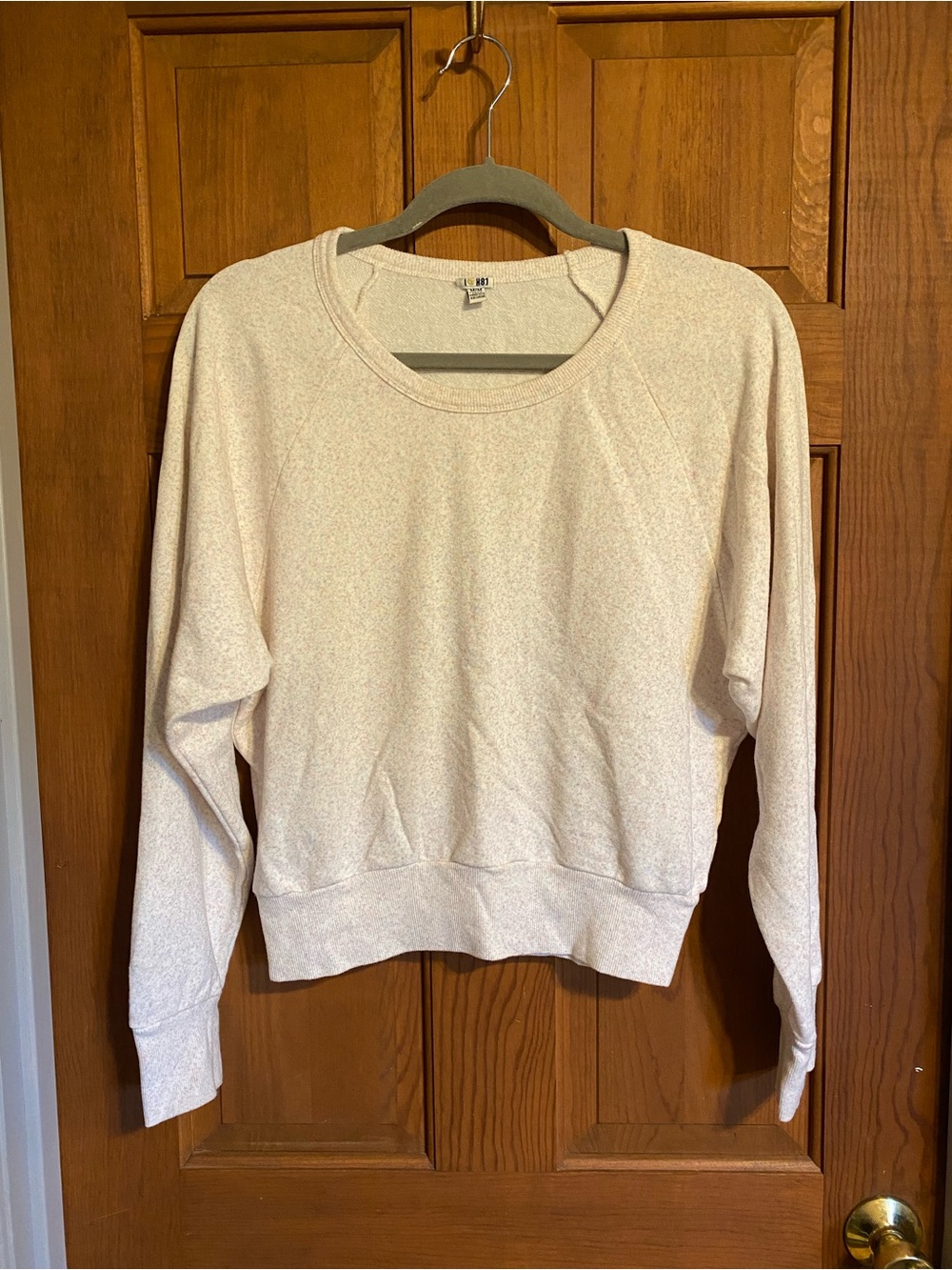 Heathered Beige/Pink/Purple Cozy Crewneck Sweatshirt. Forever 21 size medium